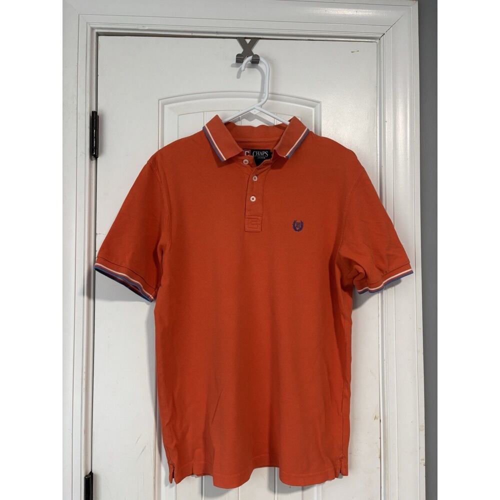 Chaps Shirt Mens M Orange Polo Performance Stay‎ Dry Short Sleeve